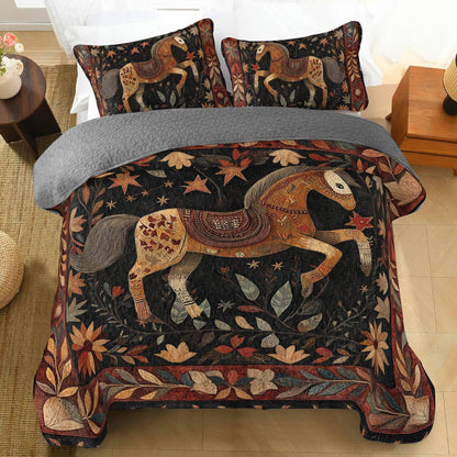 Shineful All Season Quilt 3-Piece Set Meadow Horse