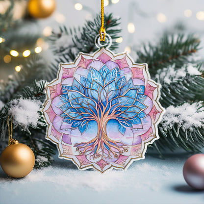 Glänzendes 2D-Acryl-Ornament – ​​Serenity-Lebensbaum-Mandala