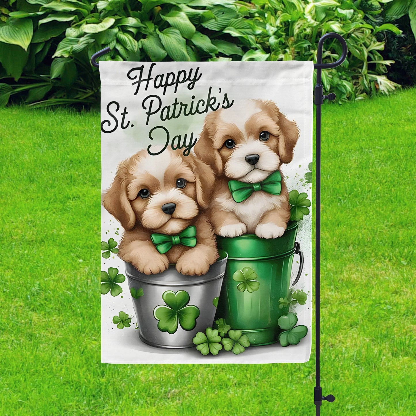 Shineful Garden Flag 12" x 18" Irish Charm Puppy Pair