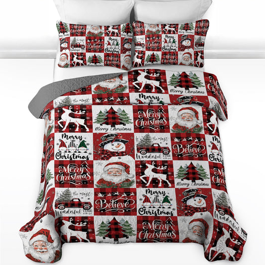 Shineful All Season Quilt 3-teiliges Set Weihnachts-Patchwork