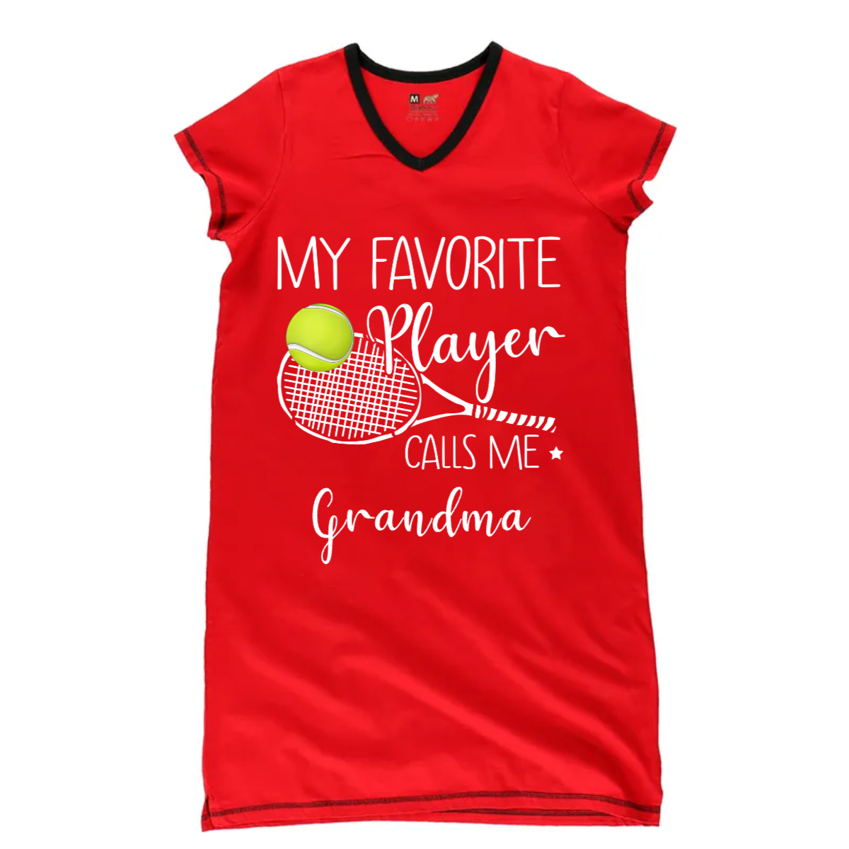 Grandma Pajabears® Personalized Women V-Neck Nightshirt My Favorite Player Calls Me Lv01 V-Neck