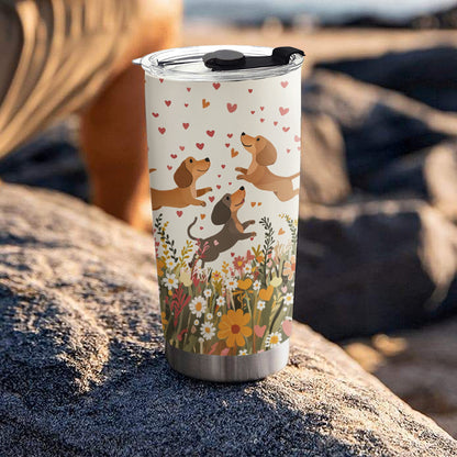 Shineful 20oz Tumbler - Floral Dachshund With Heart