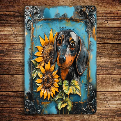 Shineful 2D Metal Sign Sunflower Dachshund Delight