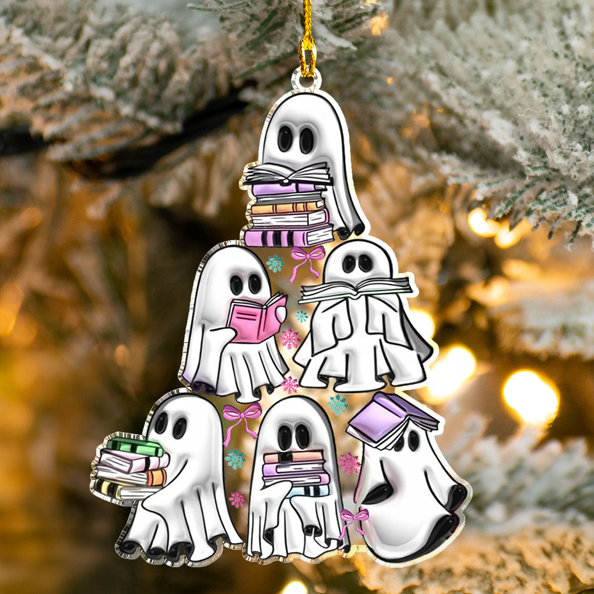 Shineful 2D Acrylic Ornament - Spooky Bookish Ghost