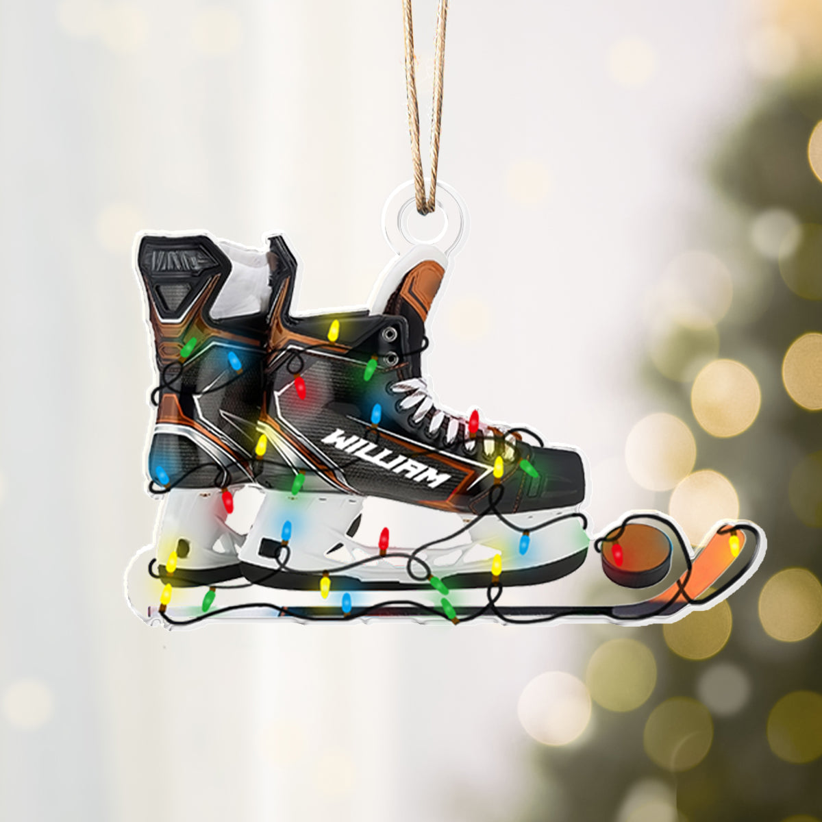 Shineful Personalized 2D Acrylic Ornament - Ice Hockey Skate Christmas