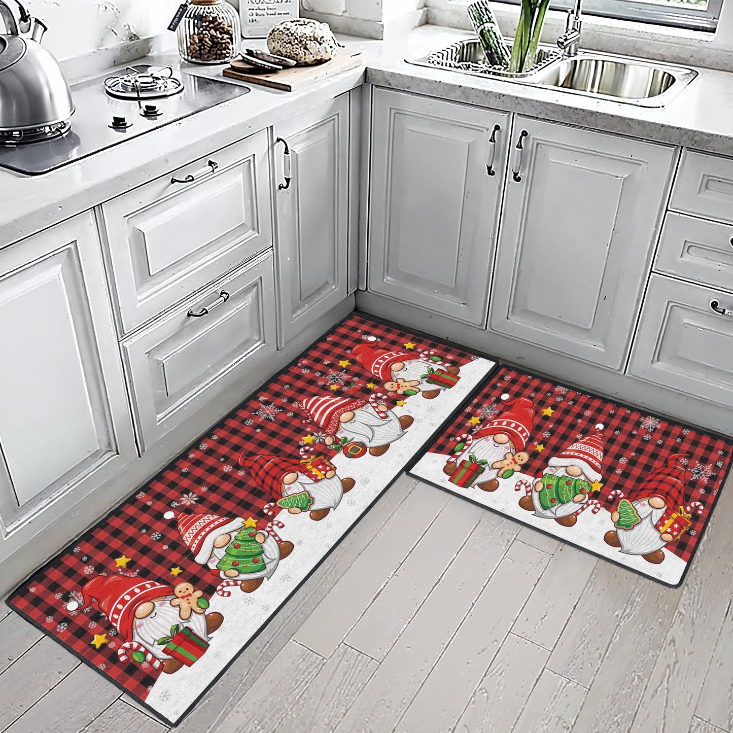 Shineful Ultra-Thin Non Skid Floor Mat, Kitchen Rugs Christmas Gnome