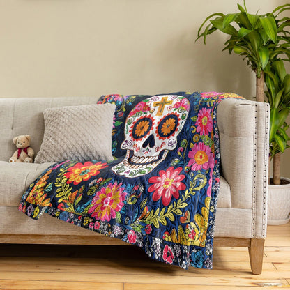 Shineful Fleece Blanket Vibrant Floral Skull