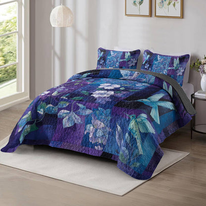 Shineful All Season Quilt 3-Piece Set - Hummingbird Garden Bliss