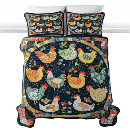 Shineful All Season Quilt 3-Piece Set Chicken Dream