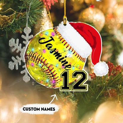 Shineful 2D Acrylic Ornament Personalized Softball Christmas