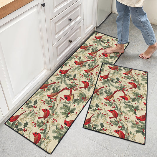 Shineful Ultra-Thin Non Skid Floor Mat, Kitchen Rugs Winter Cardinal Harmony