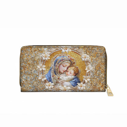 Shineful Leather Clutch Purse With Wristlet Strap Handle Holy Embrace