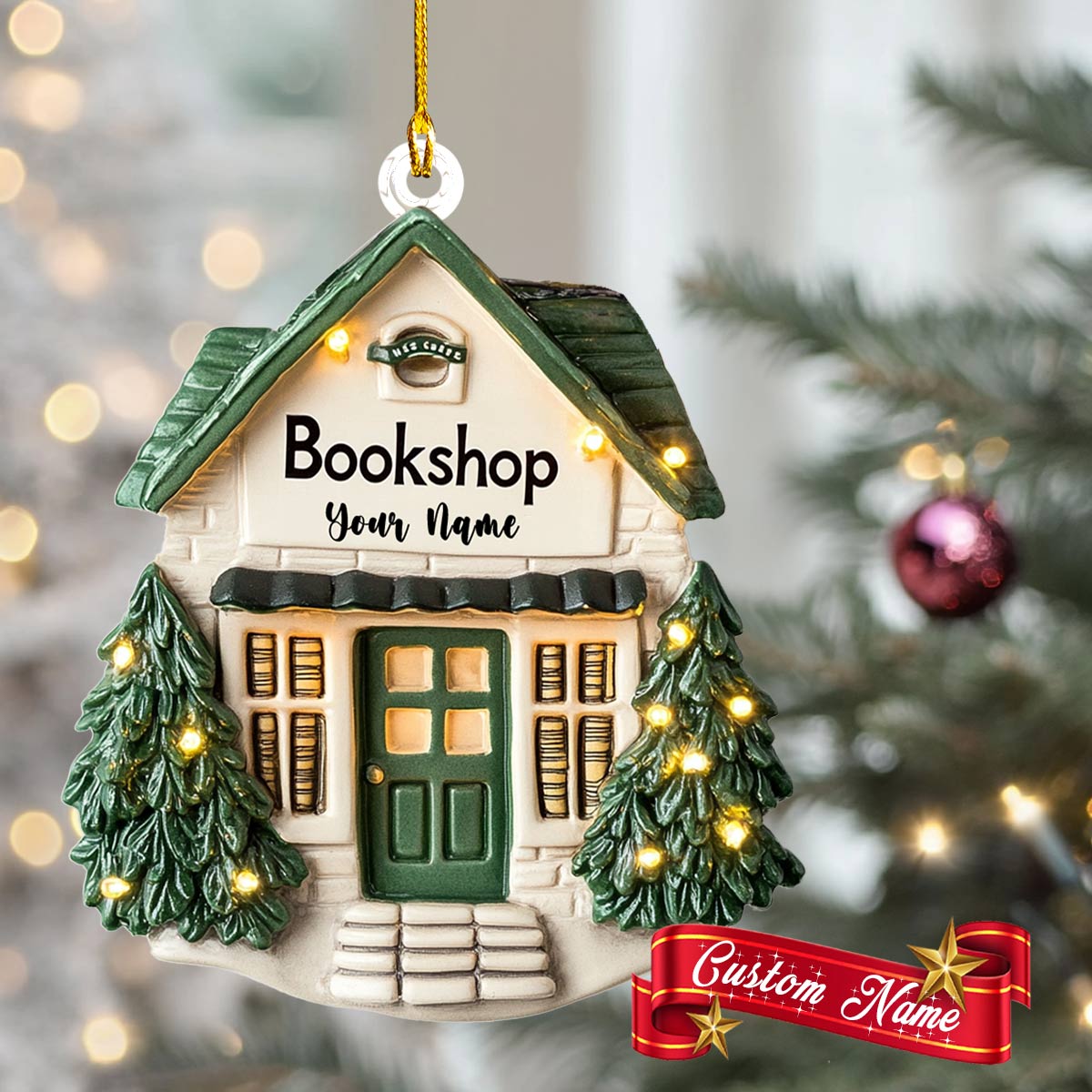 Shineful 2D Acrylic Ornament Personalized Bookstore