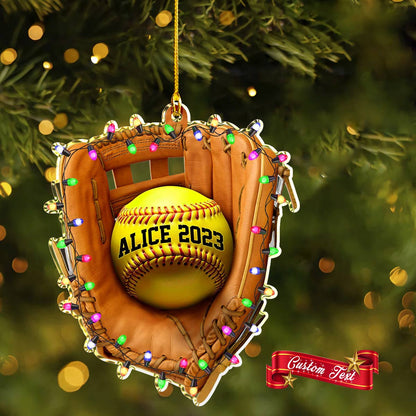 Shiny 2D Acryl Ornament personalisierte Softball Urlaub 