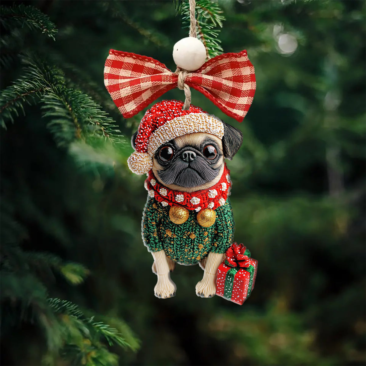 Shineful 2D Acrylic Ornament Chistmas Puggy