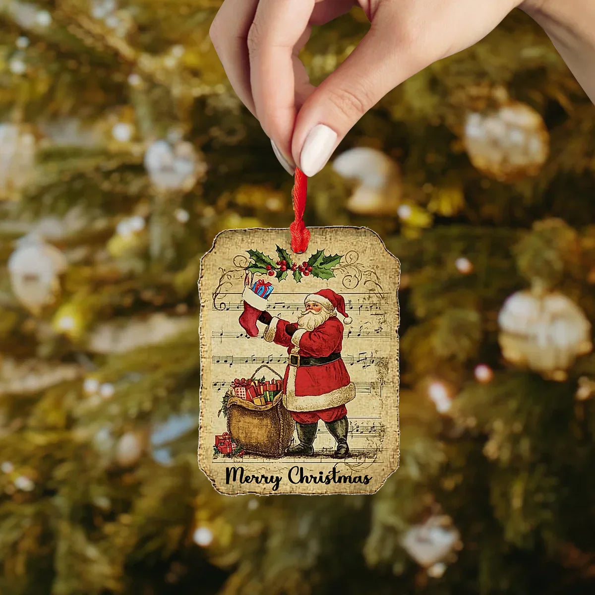 Shineful Acrylic Ornament Santa Christmas Song Set