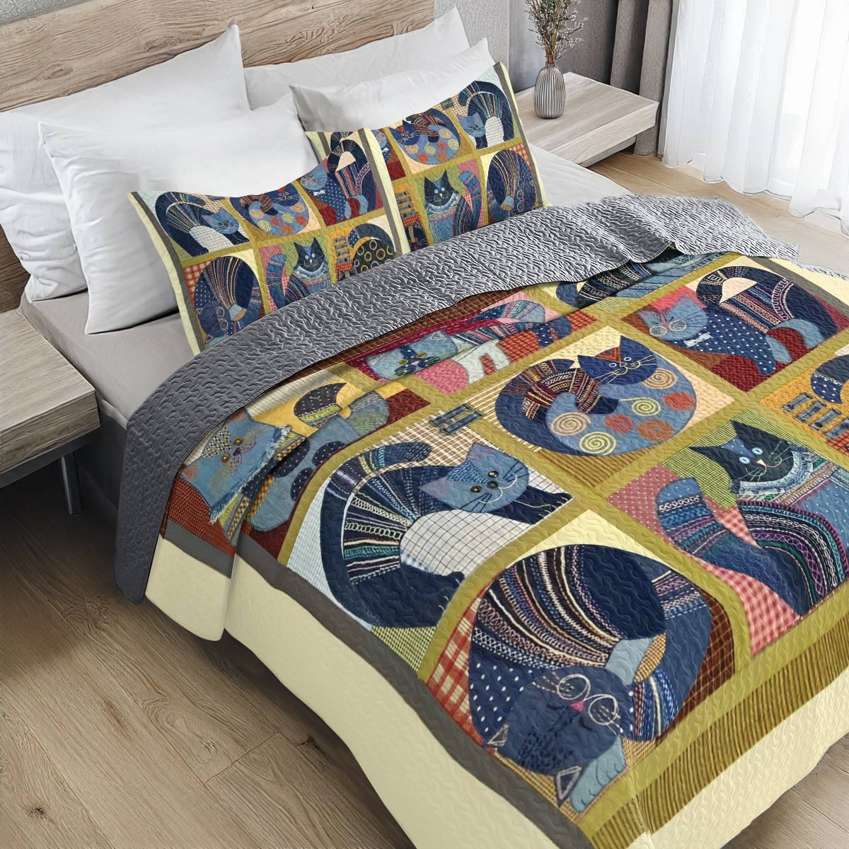 Shineful All Season Quilt 3-Piece Set Catty Corner