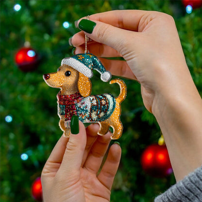 Shineful 2D Acrylic Ornament Twinkling Christmas Dachshund