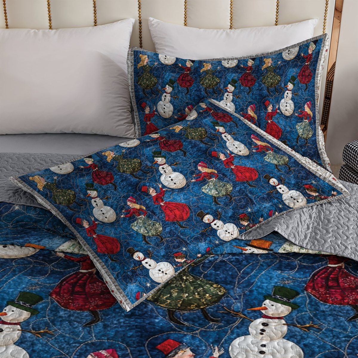 Shineful All Season Quilt 3-Piece Set - Snowman Festival Dance