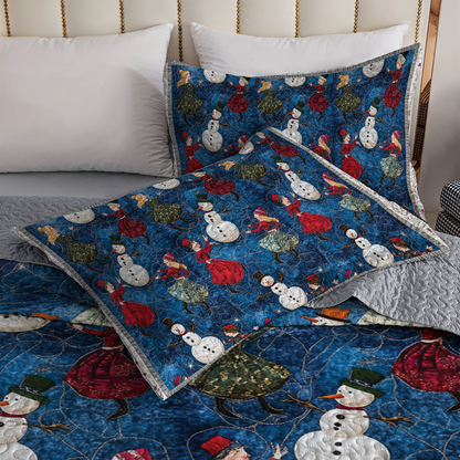 Shineful All Season Quilt 3-teiliges Set - Schneemann-Festival-Tanz