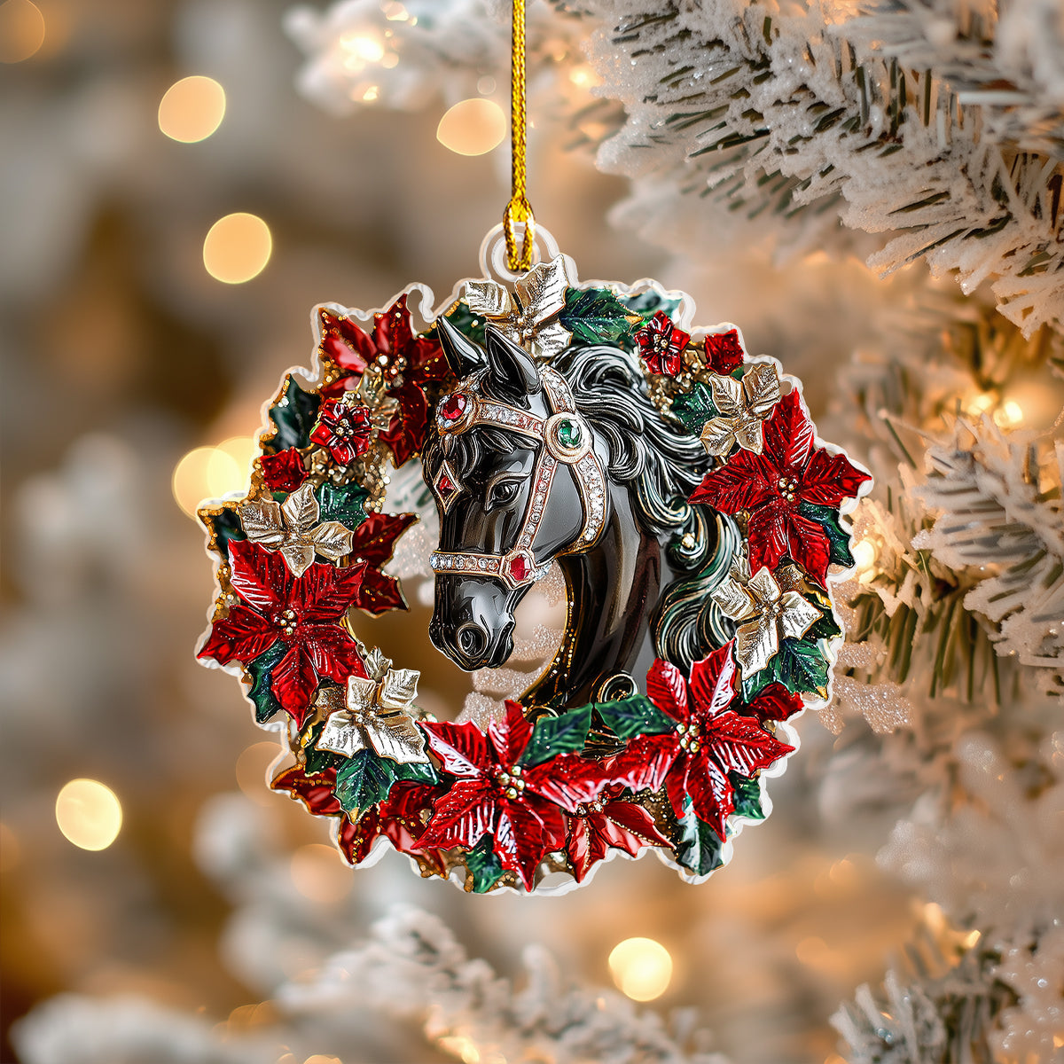 Shineful 2D Acrylic Ornament Poinsettia Majestic Horse Collection