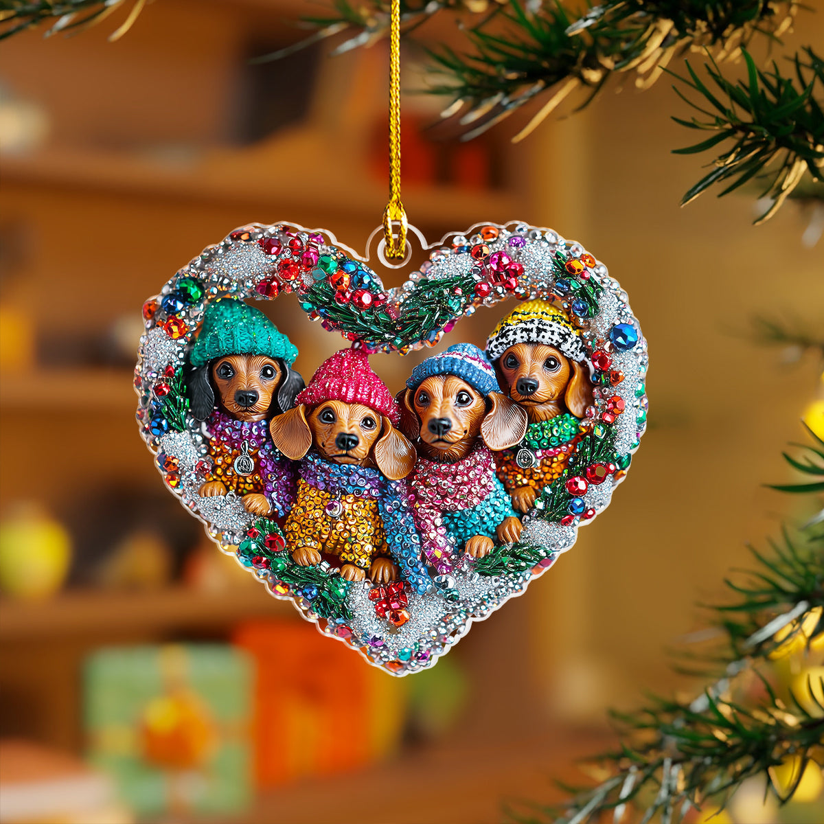 Shineful 2D Acrylic Ornament Sweater Dachshund In My Heart Collection