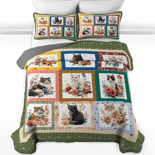 Shineful All Season Quilt 3-Piece Set - Purr-fectly Cozy Cat