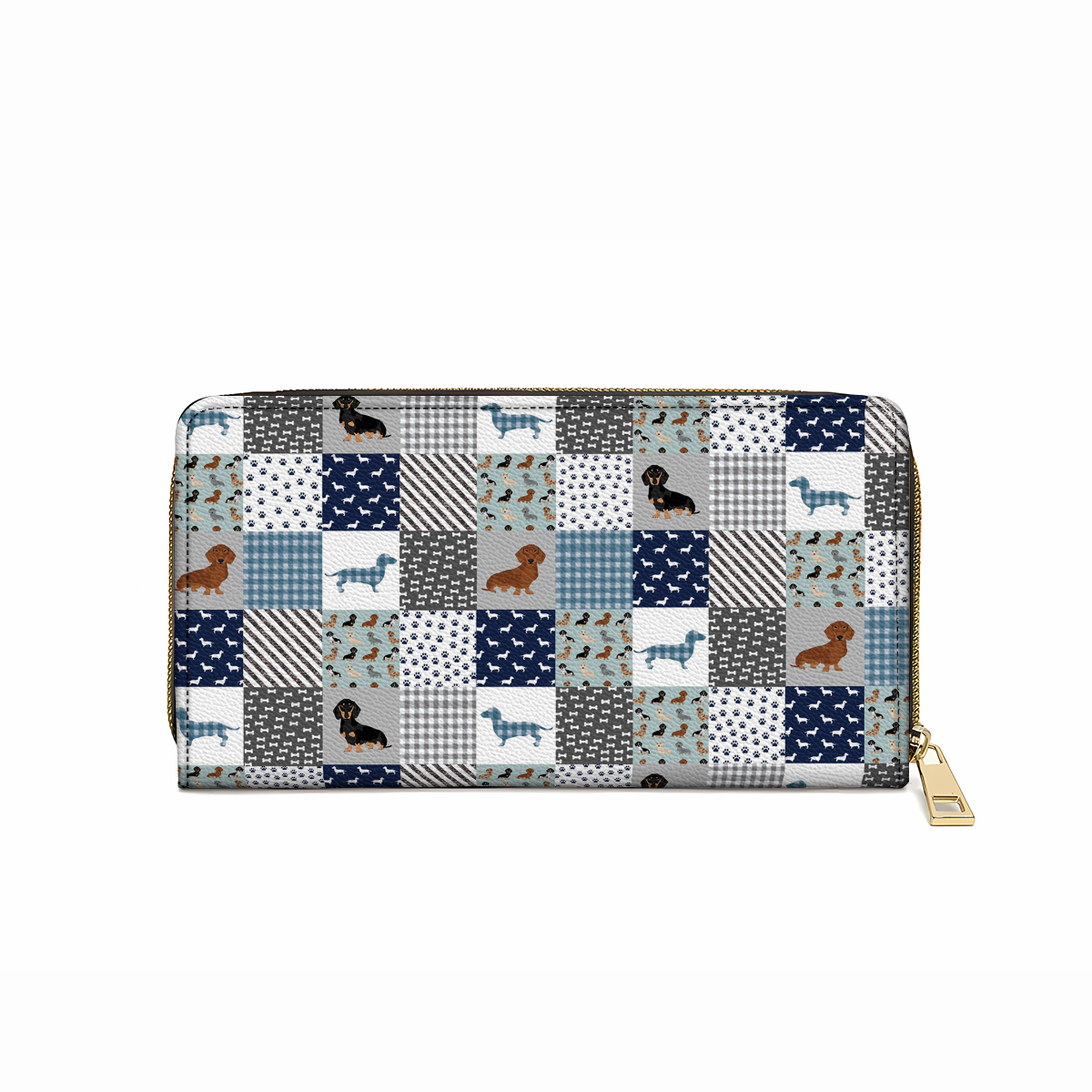 Pochette en cuir brillante avec dragonne et poignée Dachshund Delight