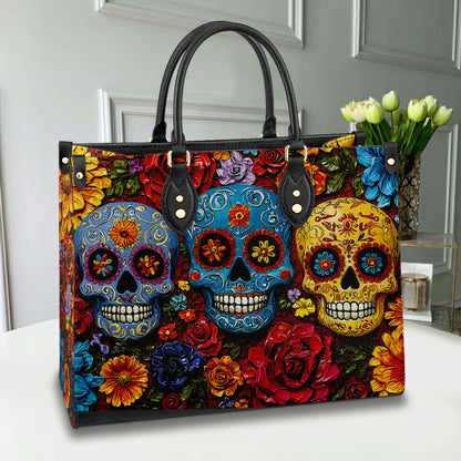 Shineful Leather Bag Floral Sugar Skull