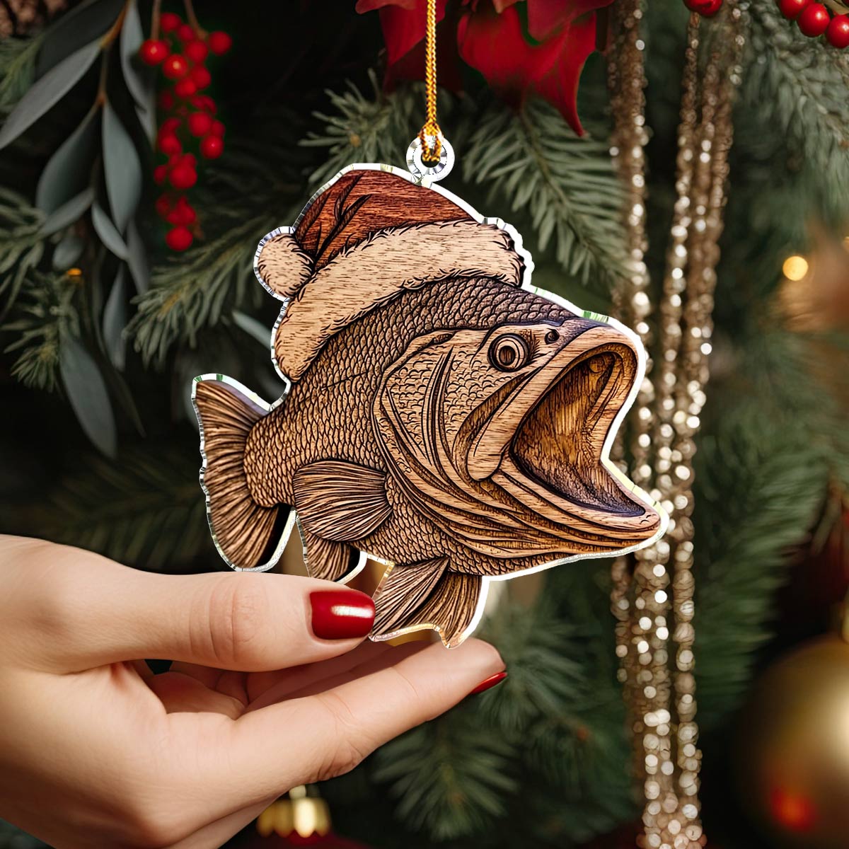 Shineful 2D Acrylic Ornament Stunning Bass Christmas