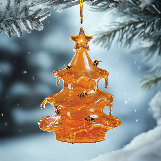 Glänzendes 2D-Acryl-Ornament – ​​Honig-Weihnachtsbaum 