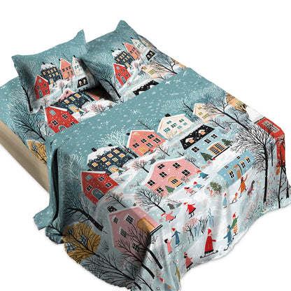 Shineful 4-Piece Bed Sheet Set - Christmas Winter Wonderland