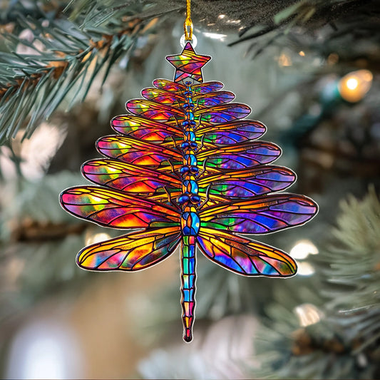 Shineful 2D Acrylic Ornament Radiant Dragonfly Christmas Tree