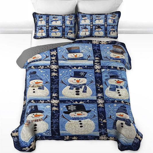 Shineful All Season Quilt 3-Piece Set Frosty Winter Snowman