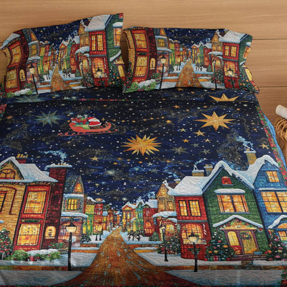 Shineful 4-Piece Bed Sheet Set Winter Village