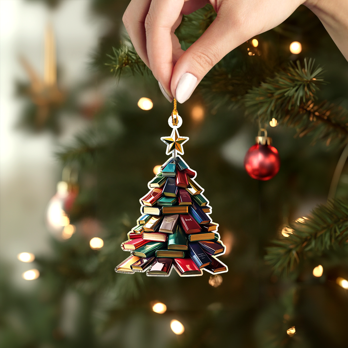 Shineful 2D Acrylic Ornament Book Lover Tree Charm