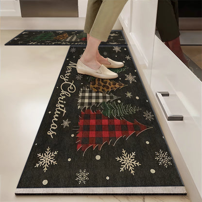 Shineful Ultra-Thin Non Skid Floor Mat, Kitchen Rugs Christmas Eve Forest