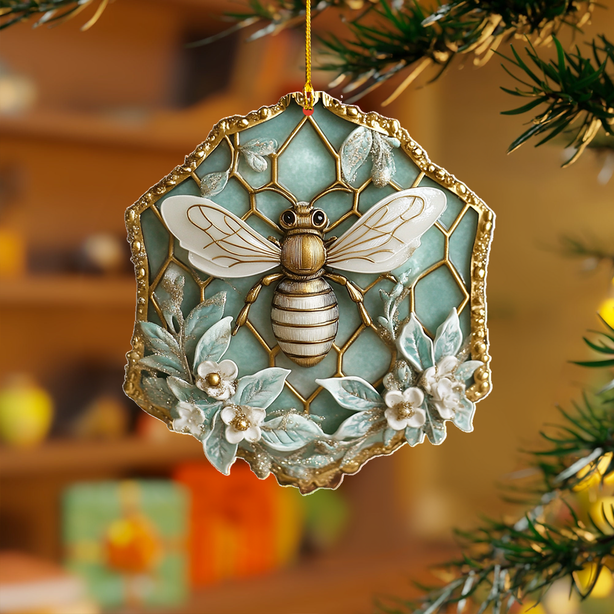 Glänzendes 2D-Acryl-Ornament – ​​Luxuriöser Bienen-Anhänger 