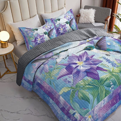 Shineful All Season Quilt 3-Piece Set Hummingbird Serenity