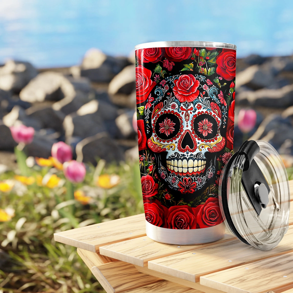 Shineful 20oz Tumbler - Roses & Sugar Skull Elegance