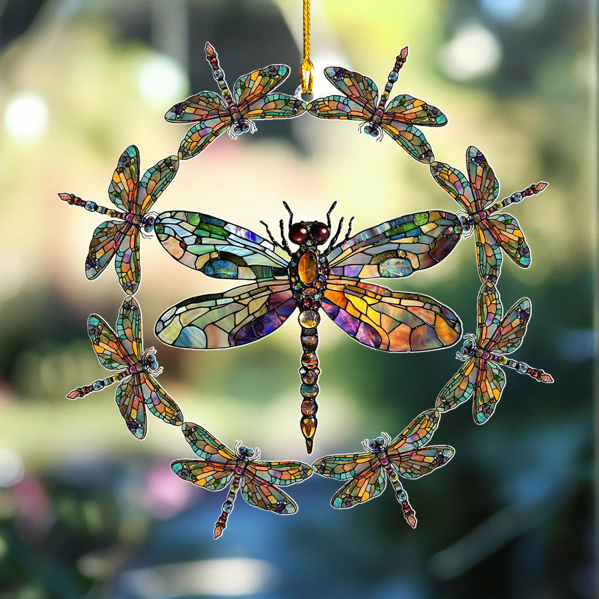 Shineful 2D Acrylic Ornament Circle of Light Dragonfly Radiance