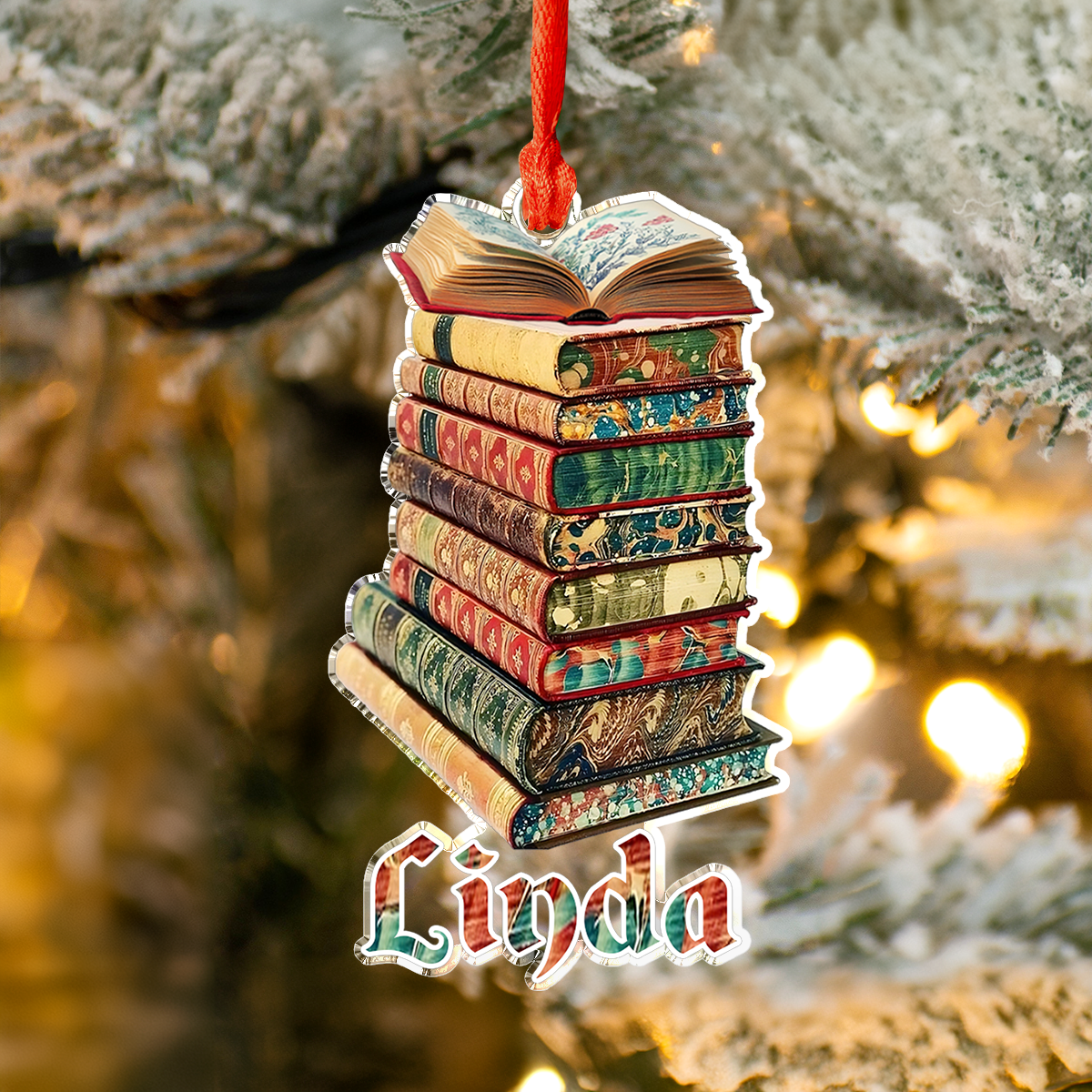 Shineful Personalized 2D Acrylic Ornament Whimsical Patterned Book