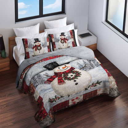 Shineful All Season Quilt 3-Piece Set Grinning Snowman