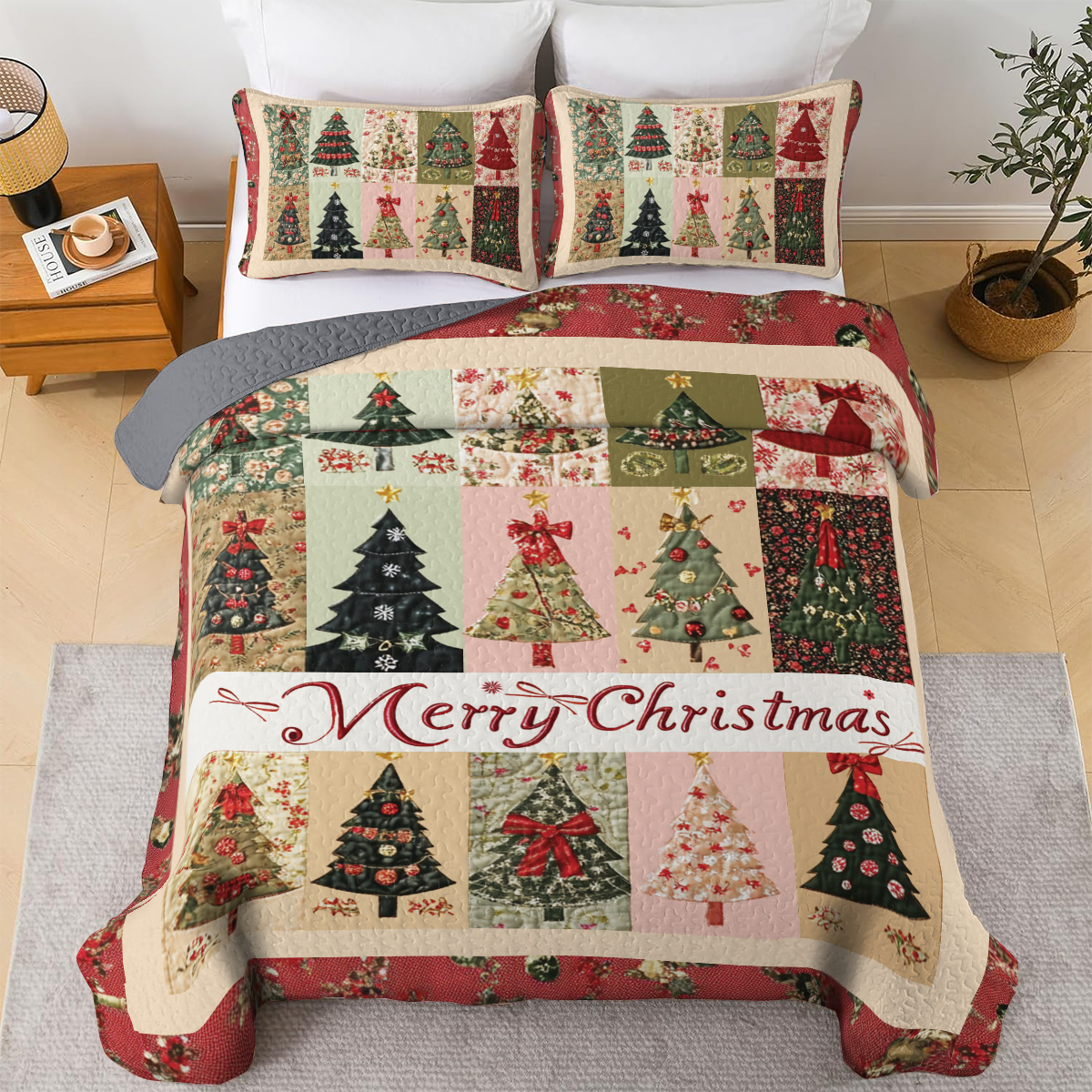 Shineful All Season Quilt 3-teiliges Set – Kiefern der Weihnachtszeit