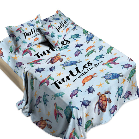 Shineful 4-Piece Bed Sheet Set - Sea Turtle Go With The Flow