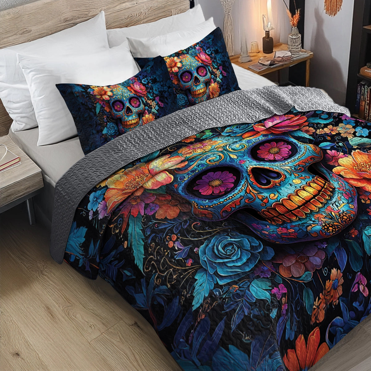 Shineful All Season Quilt 3-Piece Set - Sugar Skull Fiesta