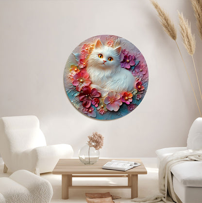 Shineful 2D Metal Sign Floral Cat