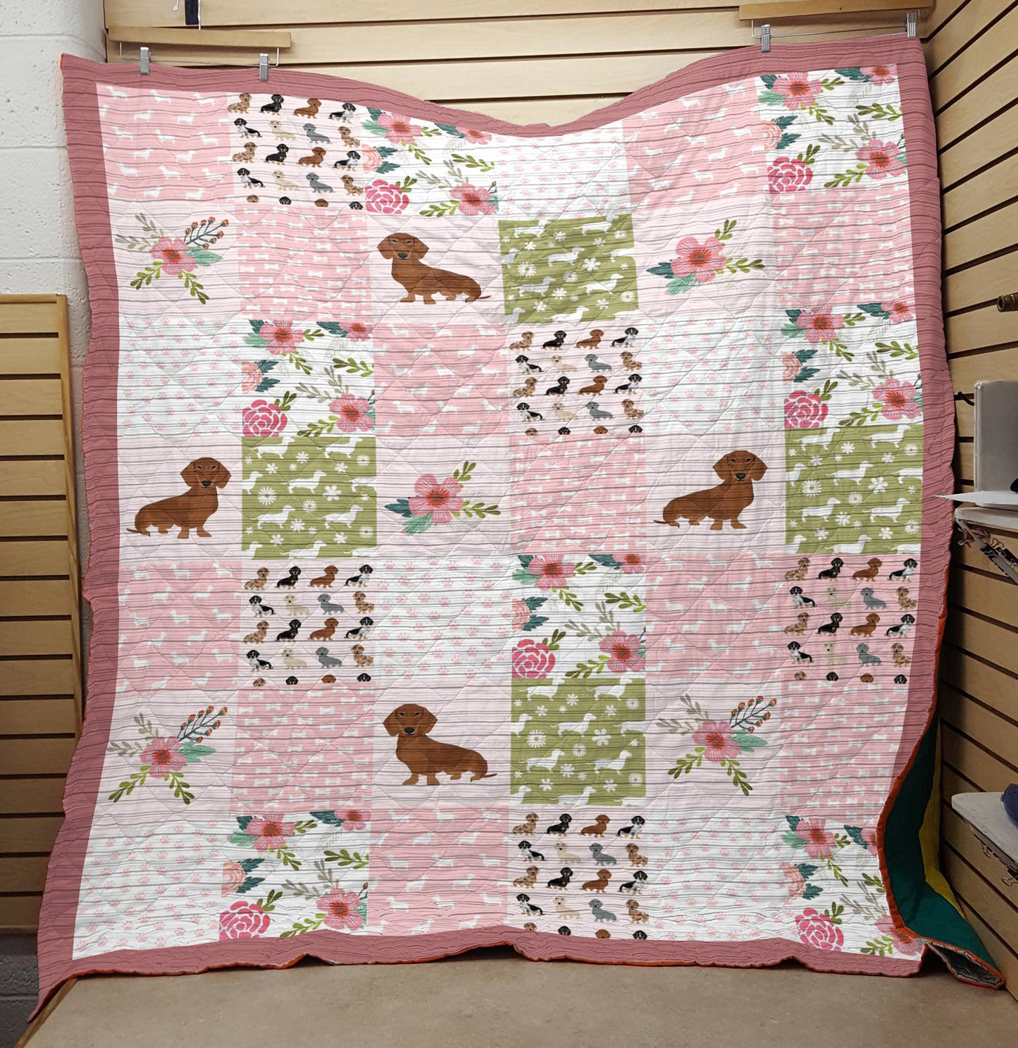 Shineful Flat Print Faux Quilt Blanket Dachshund Dream