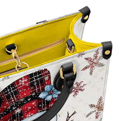 Shineful Leather Bag Plaid Snowman Joy