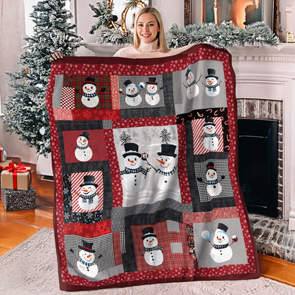 Shineful Fleece Blanket Playful Snowmen